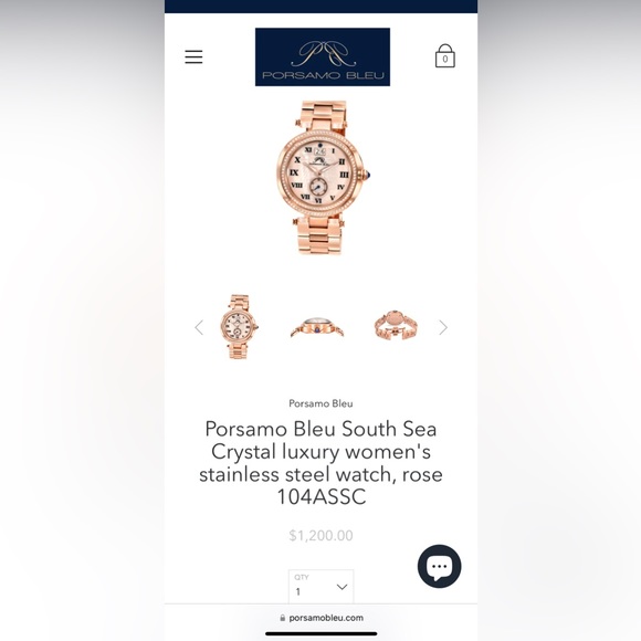 Porsamo Bleu South Sea Crystal luxury stainless steel watch rose gold MSRP $1600 - Picture 10 of 11